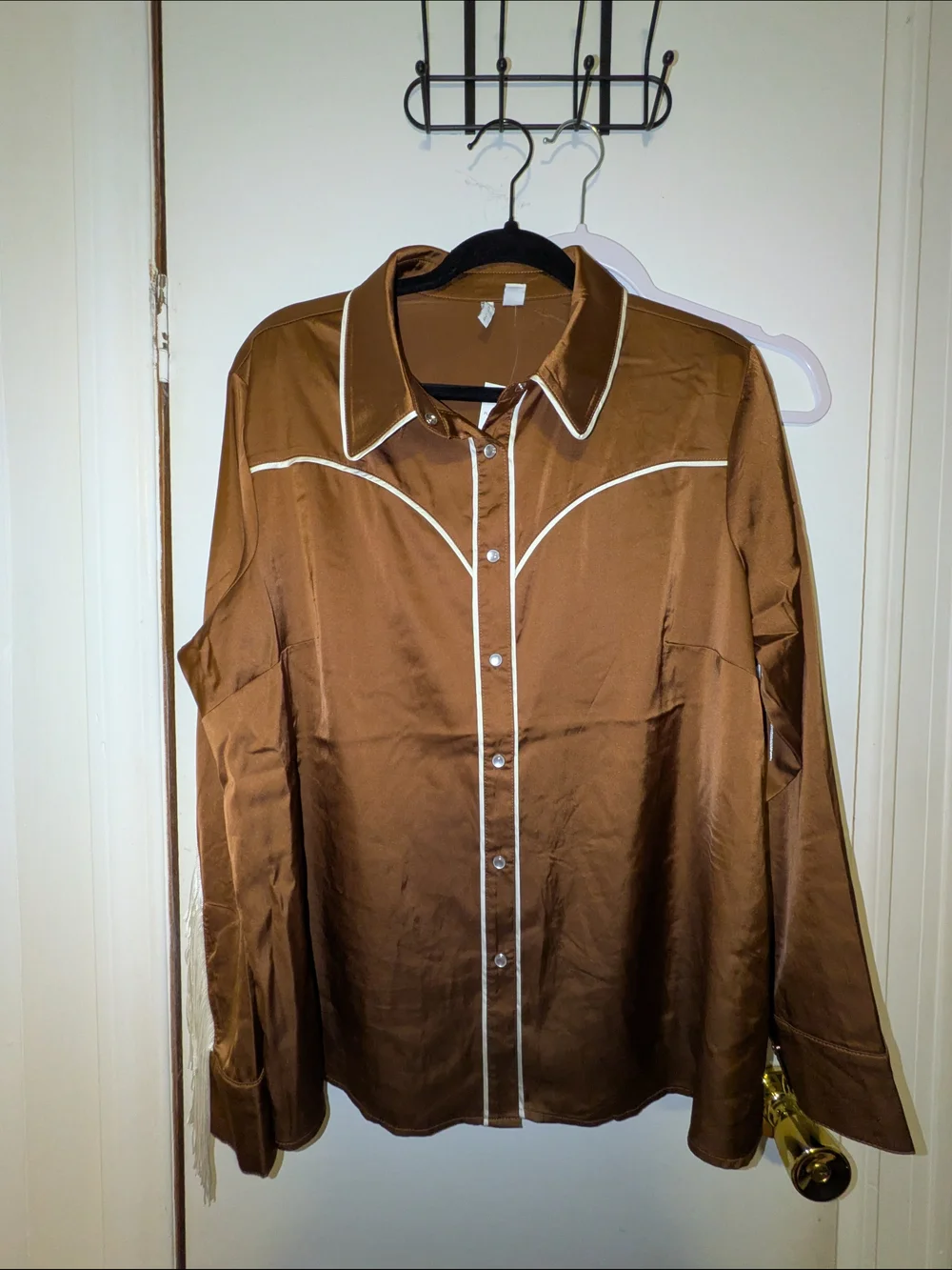 Cato Brown Western Snap Button Blouse